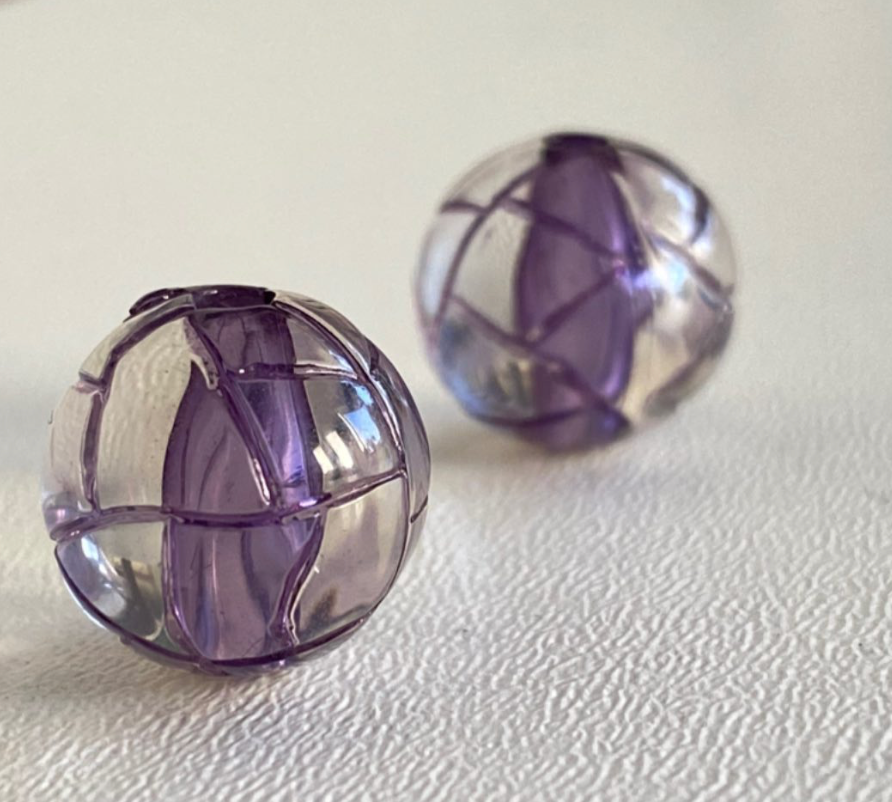 CUENTAS ACRÍLICAS TRASLÚCIDAS CENTRO MORADO LÍNEAS